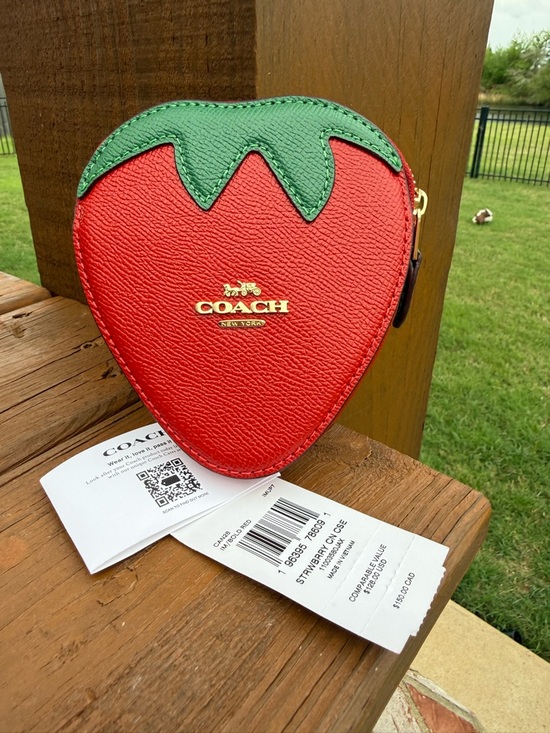 Coach Handbags - NWT Coach Strawberry Coin Pouch in Red and Green Novelty Limited Edition Wallet